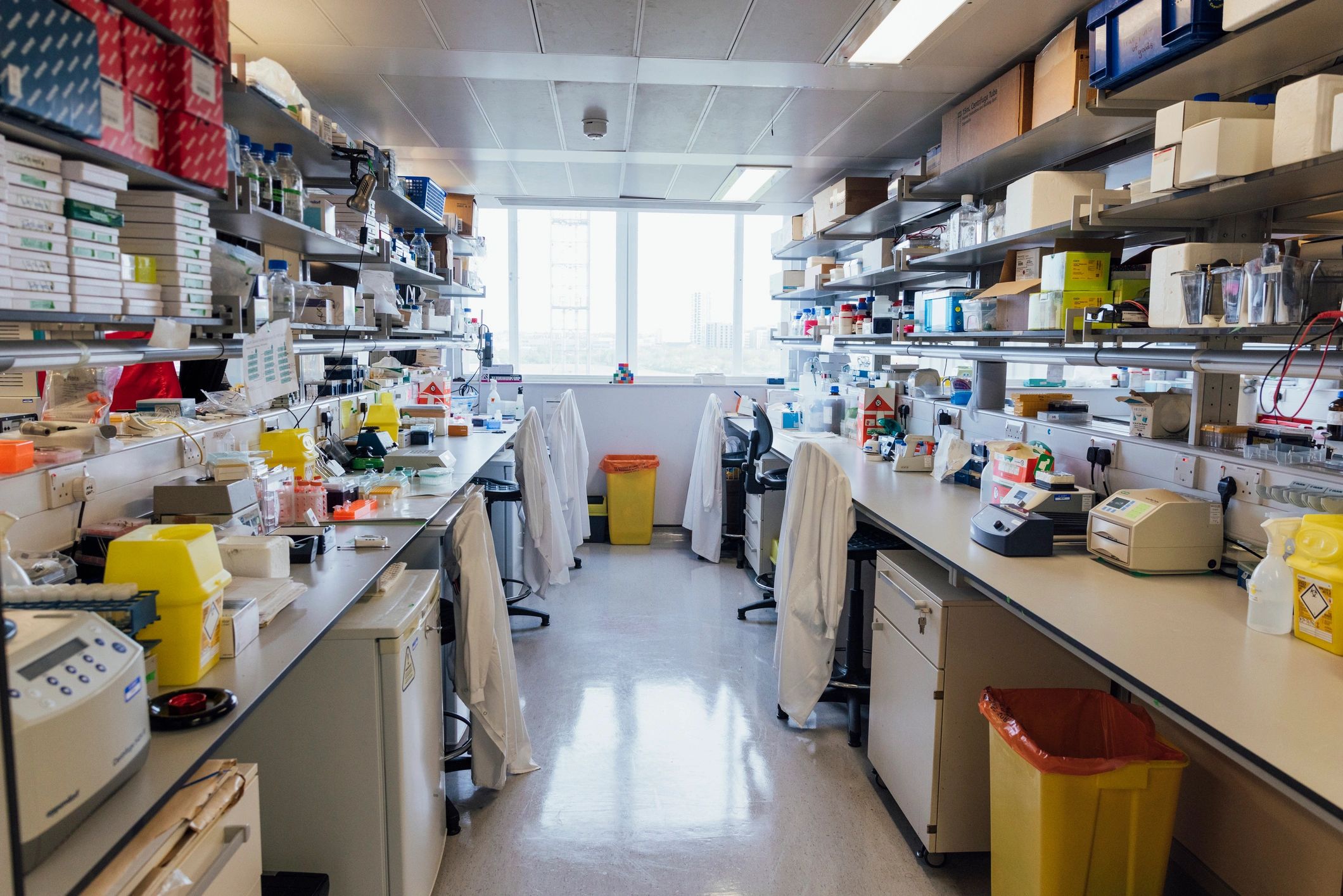 Analytical laboratory instrumentation and scientific workspace